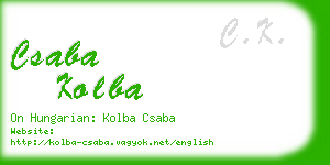 csaba kolba business card